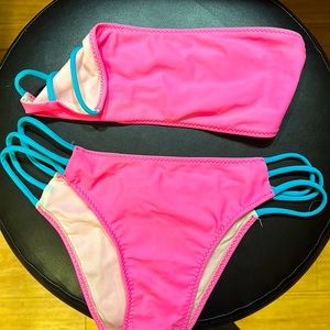 Bianca Colette hot pink and electric blue neon bikini 🔥 sz Medium